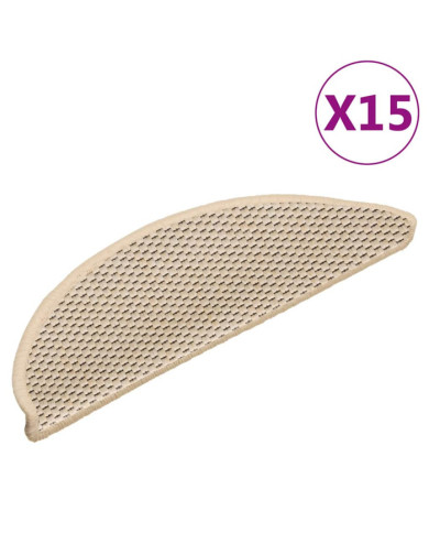 Tapis d'escalier autocollants aspect sisal 15 pcs 56x17x3 cm | Mobilier & Déco