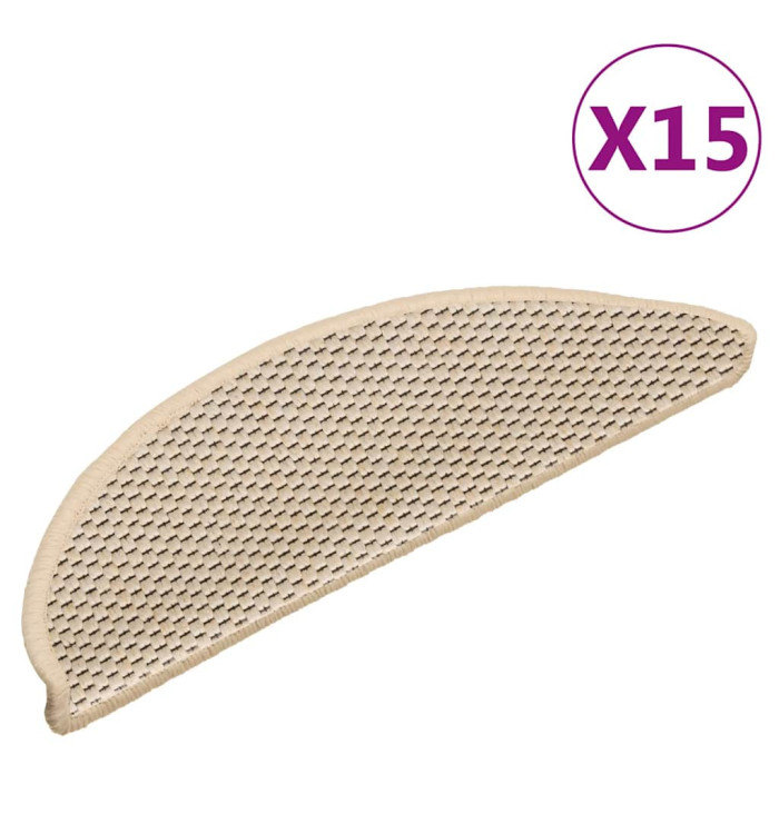 Tapis d'escalier autocollants aspect sisal 15 pcs 56x17x3 cm | Mobilier & Déco