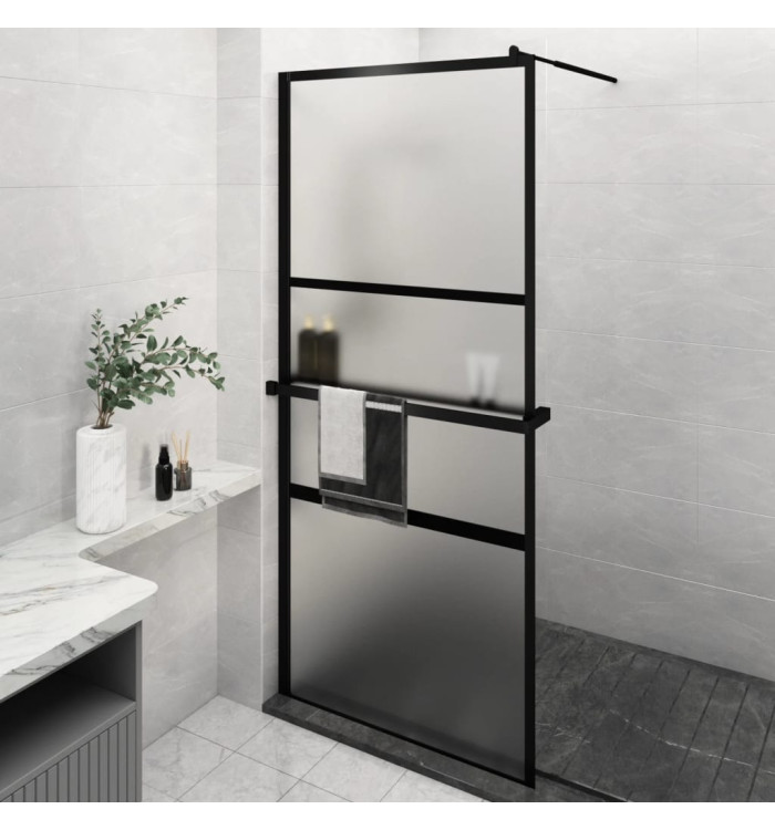 Paroi de douche avec étagère Noir 90x195 cm Verre ESGetAluminium | Mobilier & Déco