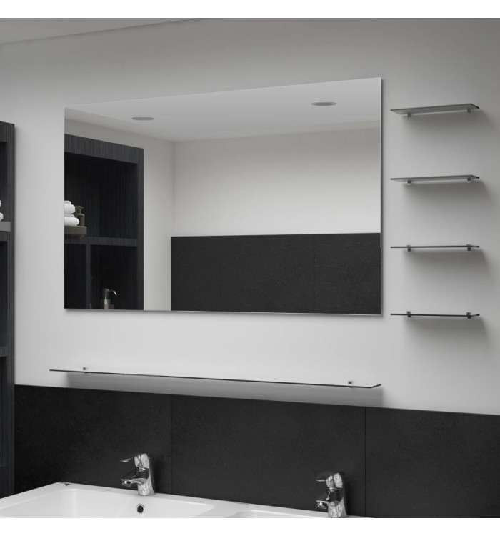 Miroir mural avec 5 étagères Argenté 100 x 60 cm | Mobilier & Déco