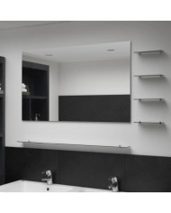 Miroir mural avec 5 étagères Argenté 100 x 60 cm | Mobilier & Déco