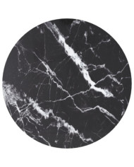 Dessus de table noir Ø60x0,8cm verre trempé avec design marbre | Mobilier & Déco