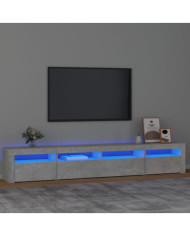 Meuble TV avec lumières LED Gris béton 240x35x40 cm | Mobilier & Déco