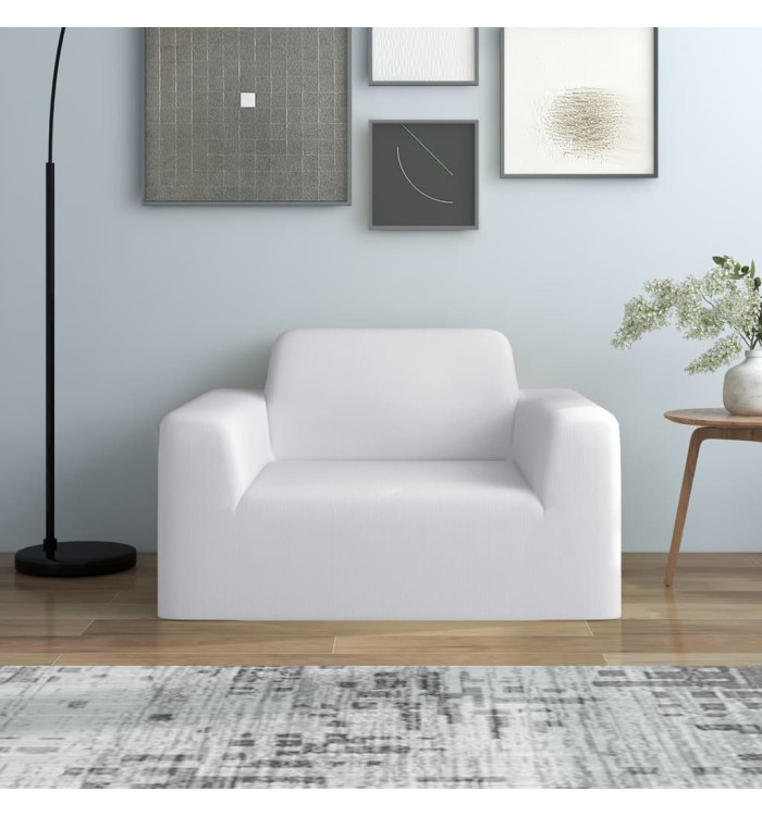 Housse extensible de canapé Blanc Jersey de polyester | Mobilier & Déco