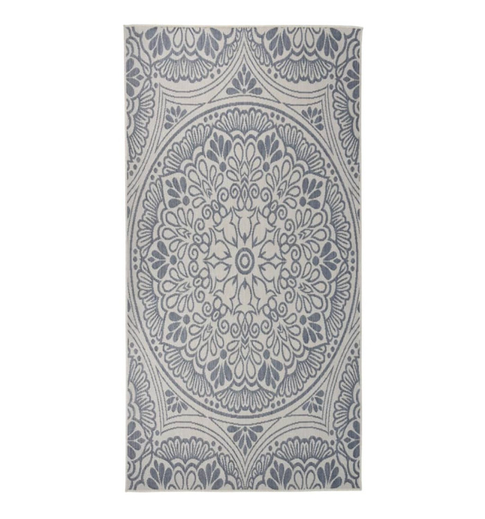 Tapis à tissage plat d'extérieur 100x200 cm Motif bleu | Mobilier & Déco