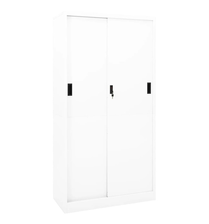 Armoire de bureau et porte coulissante Blanc 90x40x180 cm Acier | Mobilier & Déco