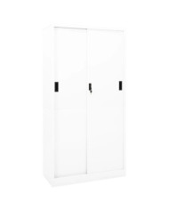 Armoire de bureau et porte coulissante Blanc 90x40x180 cm Acier | Mobilier & Déco