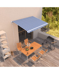 Auvent rétractable automatique 350x250 cm Bleu et blanc | Mobilier & Déco