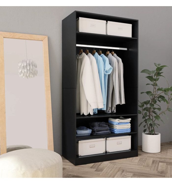 Garde-robe Noir 100 x 50 x 200 cm Bois d'ingénierie | Mobilier & Déco