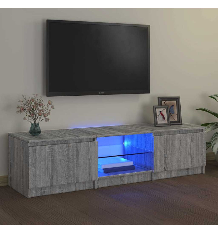 Meuble TV avec lumières LED Sonoma gris 140x40x35,5 cm | Mobilier & Déco