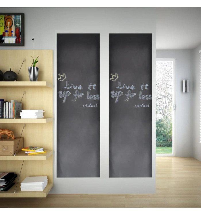 Tableau noir autocollant mural 0,6x3 m 2 rouleaux avec craies | Mobilier & Déco