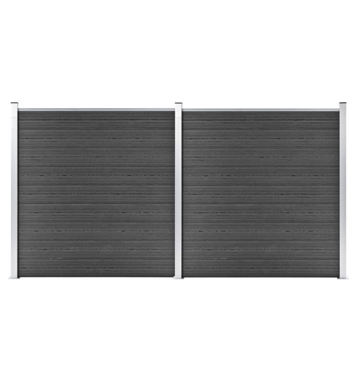 Ensemble de panneau de clôture WPC 353x186 cm Noir | Mobilier & Déco