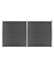 Ensemble de panneau de clôture WPC 353x186 cm Noir | Mobilier & Déco