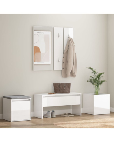Ensemble de meubles de couloir Blanc brillant Bois d'ingénierie | Mobilier & Déco