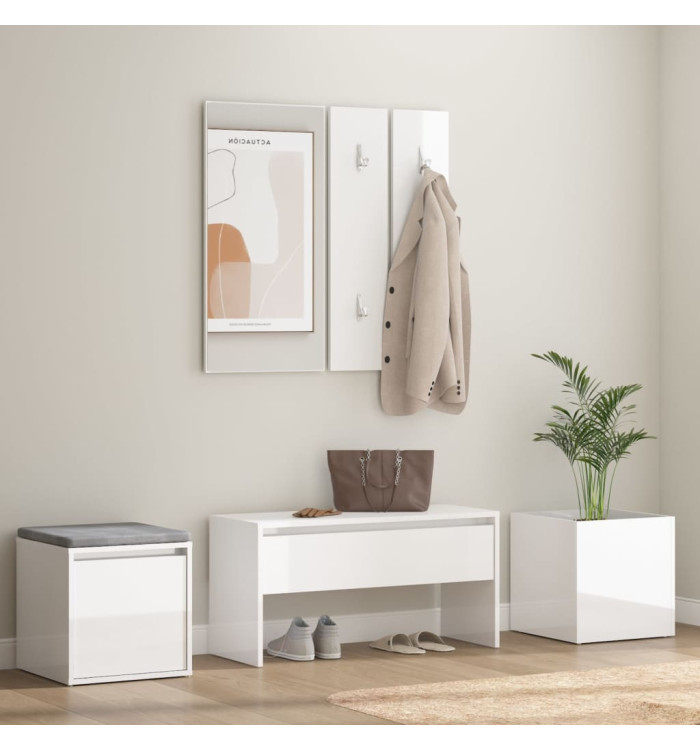 Ensemble de meubles de couloir Blanc brillant Bois d'ingénierie | Mobilier & Déco