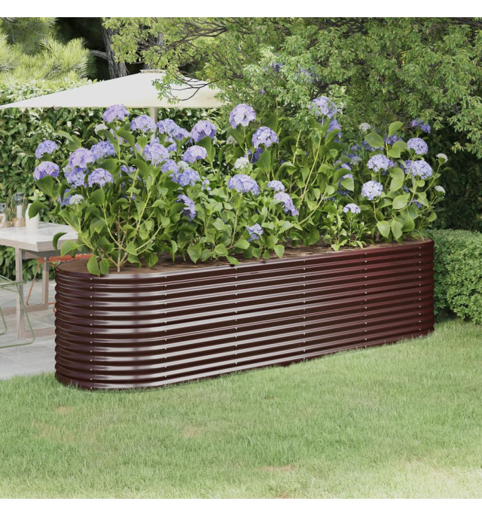 Lit surélevé de jardin Acier enduit de poudre marron | Mobilier & Déco