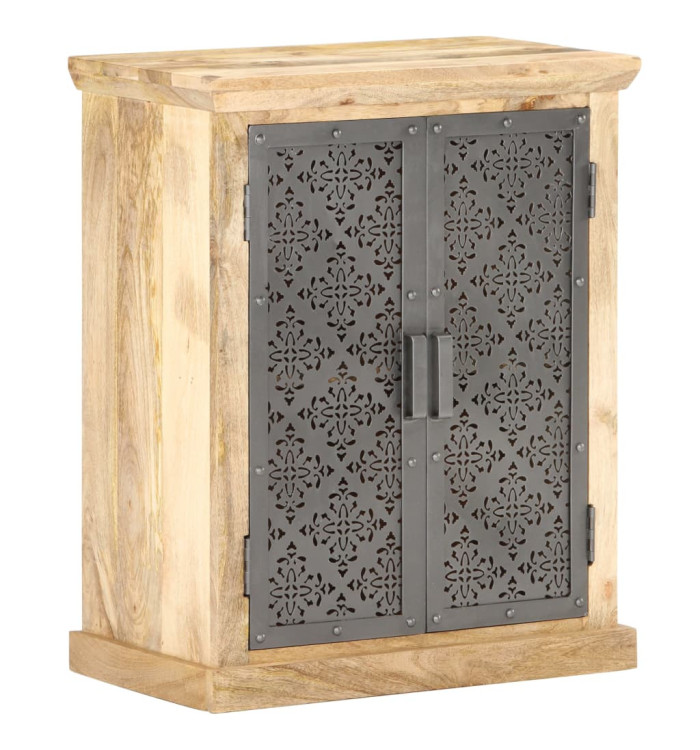 Buffet avec portes en acier 60x35x75 cm Bois de manguier solide | Mobilier & Déco