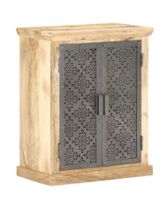 Buffet avec portes en acier 60x35x75 cm Bois de manguier solide | Mobilier & Déco