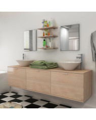 8 pièces de mobilier de salle de bain et lavabo Beige | Mobilier & Déco
