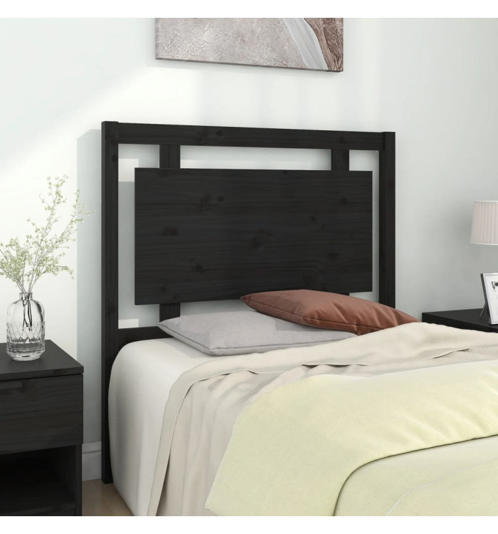 Tête de lit Noir 95,5x4x100 cm Bois massif de pin | Mobilier & Déco