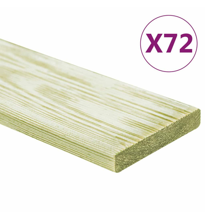 Panneaux de terrasse 72 pcs 8,64 m² 1 m Pin massif imprégné | Mobilier & Déco
