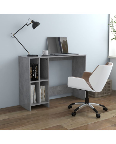 Bureau d'ordinateur portable gris béton bois d'ingénierie | Mobilier & Déco