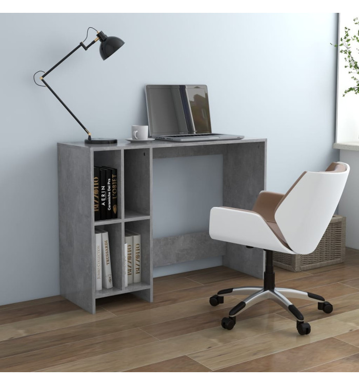 Bureau d'ordinateur portable gris béton bois d'ingénierie | Mobilier & Déco