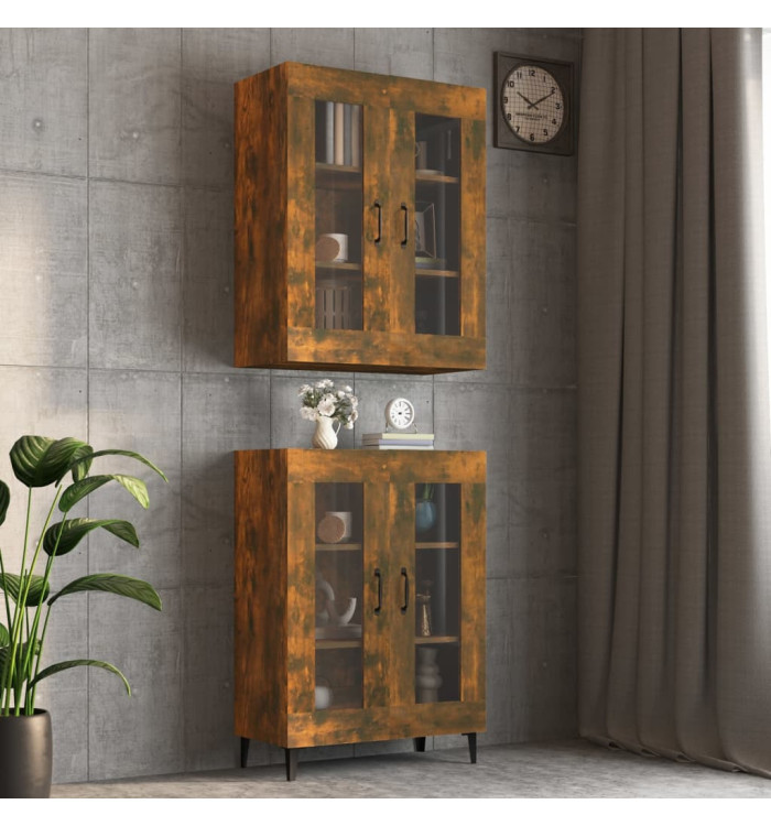Armoire murale suspendue Chêne fumé 69,5x34x90 cm | Mobilier & Déco