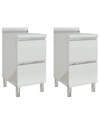 Armoires de cuisine commerciale avec 2 tiroirs 2 pcs Inox | Mobilier & Déco