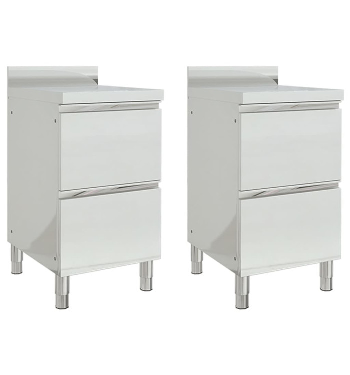 Armoires de cuisine commerciale avec 2 tiroirs 2 pcs Inox | Mobilier & Déco