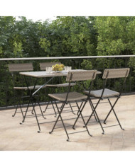 Chaises de bistrot pliantes lot de 4 Gris Résine tressée acier | Mobilier & Déco