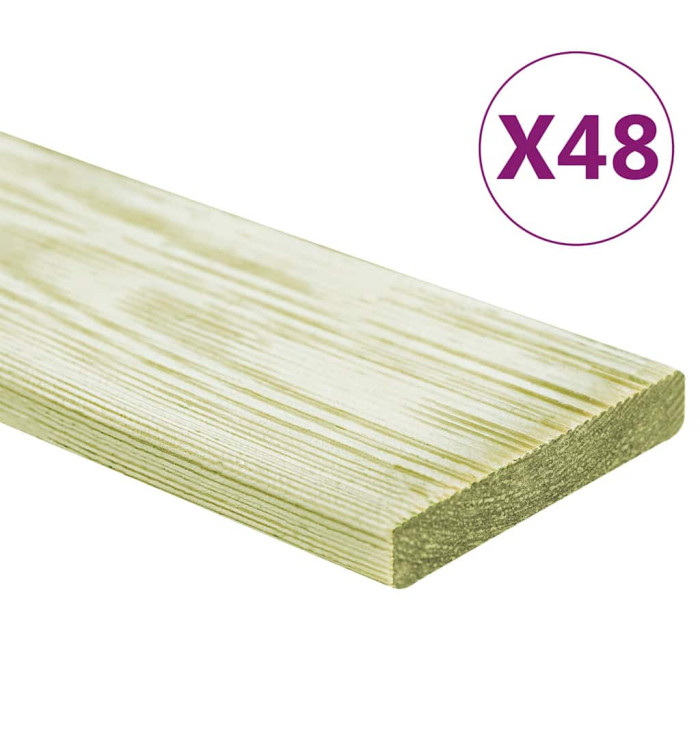 Panneaux de terrasse 48 pcs 5,76 m² 1 m Pin massif imprégné | Mobilier & Déco