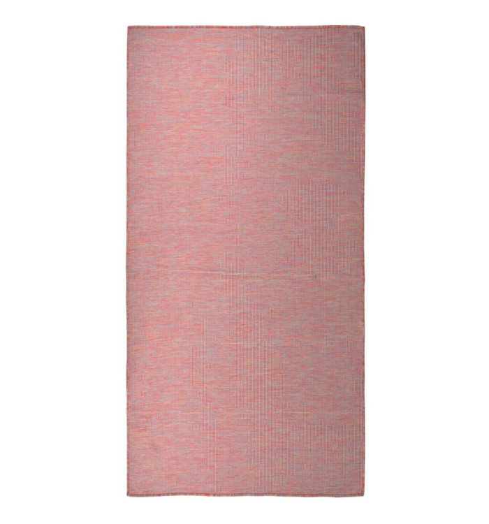 Tapis à tissage plat d'extérieur 100x200 cm Rouge | Mobilier & Déco