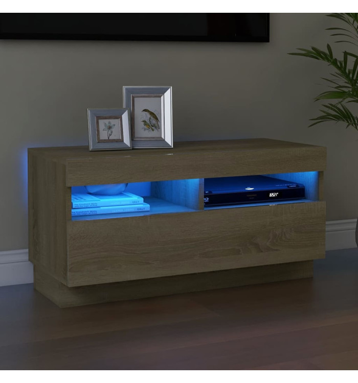 Meuble TV avec lumières LED chêne sonoma 80x35x40 cm | Mobilier & Déco