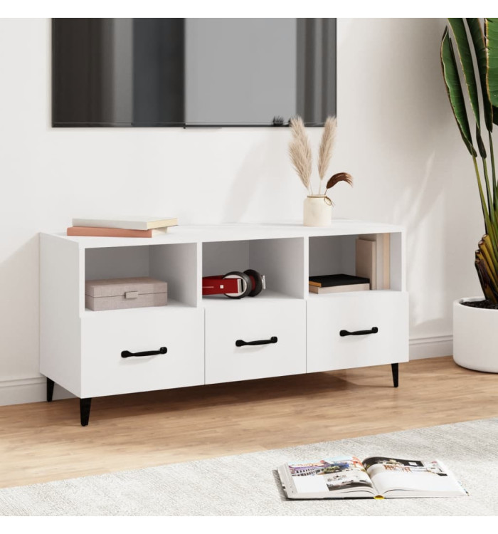 Meuble TV Blanc 102x35x50 cm Bois d'ingénierie | Mobilier & Déco