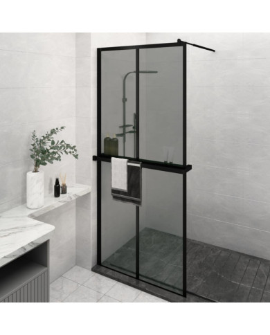 Paroi de douche avec étagère Noir 100x195cm Verre ESGetAluminium | Mobilier & Déco