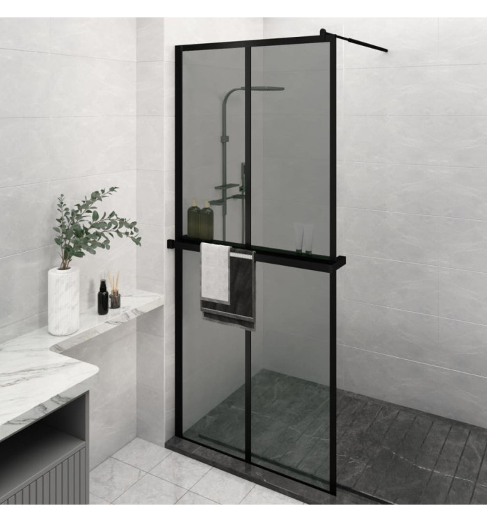 Paroi de douche avec étagère Noir 100x195cm Verre ESGetAluminium | Mobilier & Déco