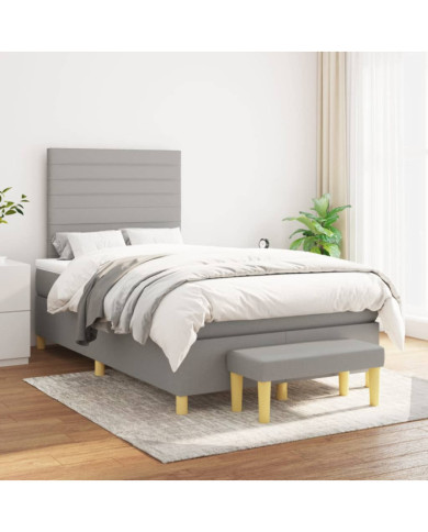 Sommier à lattes de lit avec matelas Gris clair 120x200cm Tissu | Mobilier & Déco