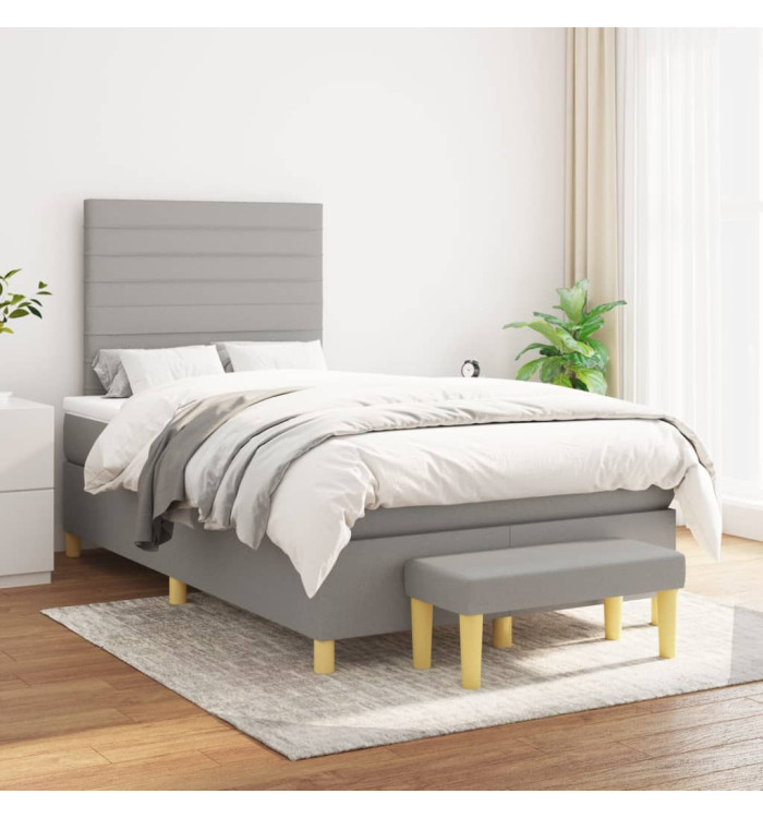 Sommier à lattes de lit avec matelas Gris clair 120x200cm Tissu | Mobilier & Déco