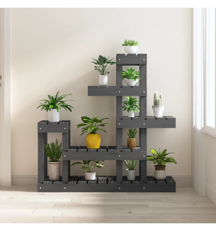 Support à plantes Gris 92x25x97 cm Bois massif de pin | Mobilier & Déco