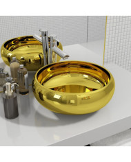 Lavabo 40 x 15 cm Céramique Doré | Mobilier & Déco