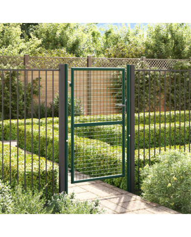 Portail de clôture acier 100x150 cm vert | Mobilier & Déco