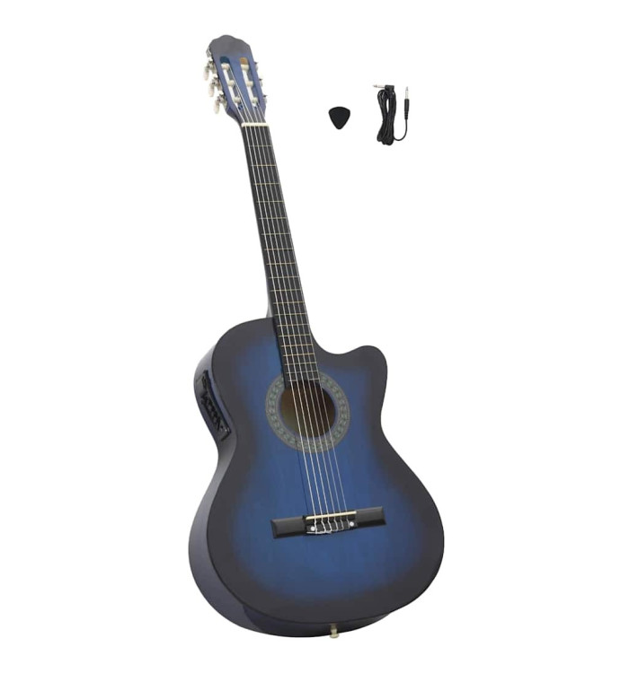 Guitare découpée classique occidentale égaliseur 6 cordes Bleu | Mobilier & Déco