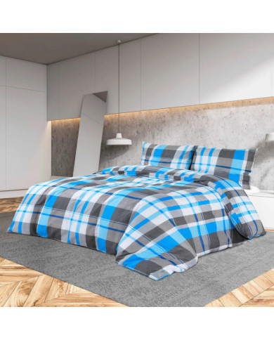 Ensemble de housse de couette Bleu et gris 200x220 cm Coton | Mobilier & Déco