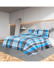 Ensemble de housse de couette Bleu et gris 200x220 cm Coton | Mobilier & Déco