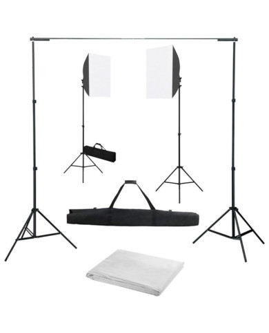 Kit de studio photo avec boîtes à lumière et toile de fond | Mobilier & Déco