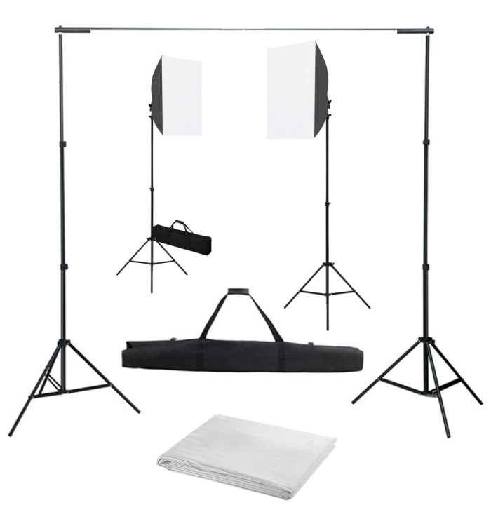 Kit de studio photo avec boîtes à lumière et toile de fond | Mobilier & Déco