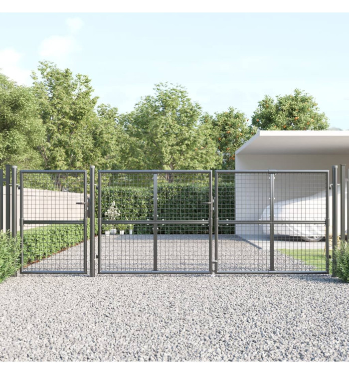 Portal de jardin maille anthracite 400x175 cm acier galvanisé | Mobilier & Déco