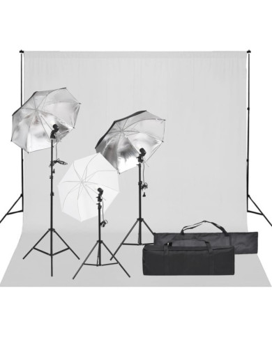 Kit de studio photo avec éclairage et toile de fond | Mobilier & Déco