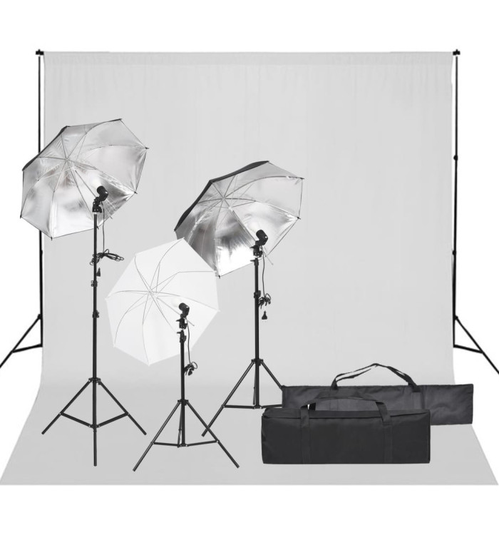 Kit de studio photo avec éclairage et toile de fond | Mobilier & Déco
